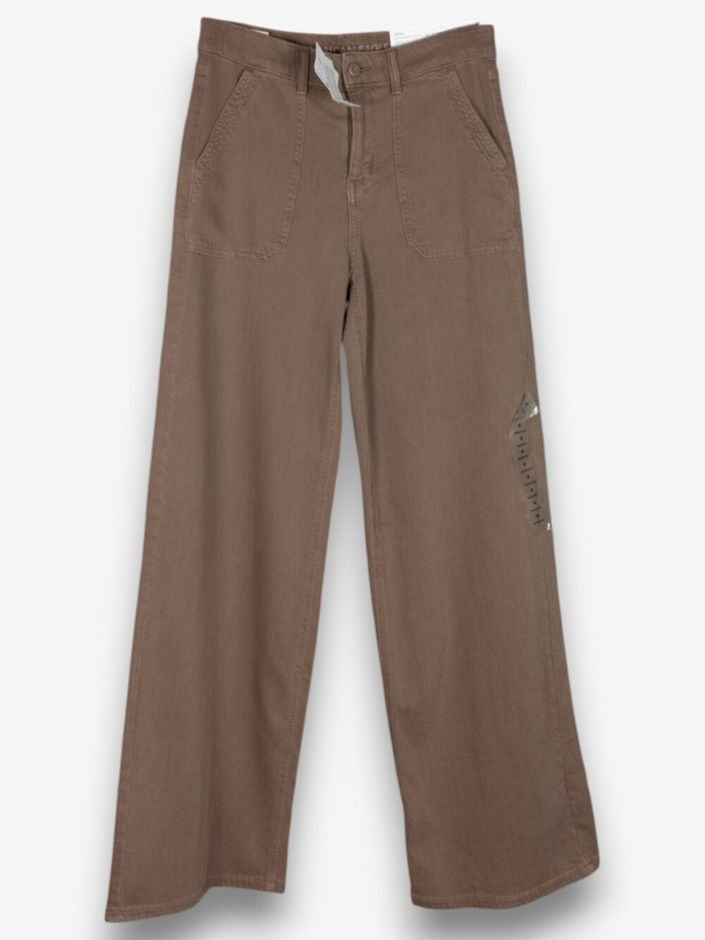 American Eagle Super High-Rise Baggy Wide Leg Cargo Taupe 4